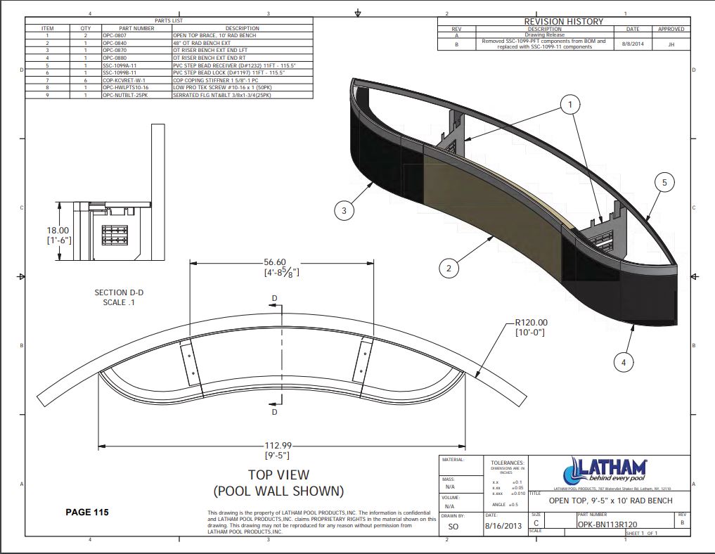 10' Radius Polymer Bench (9'5" Total Width)